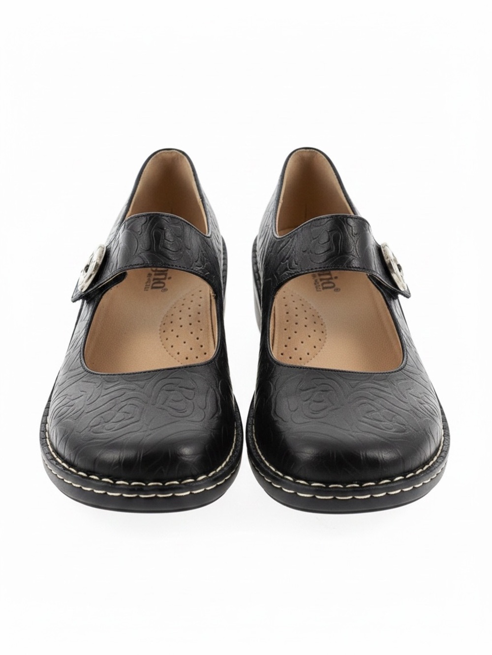 Alegria Black Embossed Mary Jane Platform Shoes